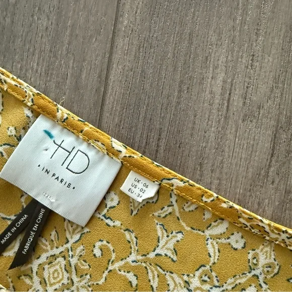 Anthropologie HD in Paris Eira Mustard Yellow Pattern Blouse - Picture 4 of 6